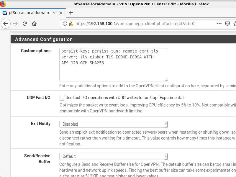 Creating OpenVPN client in pfSense