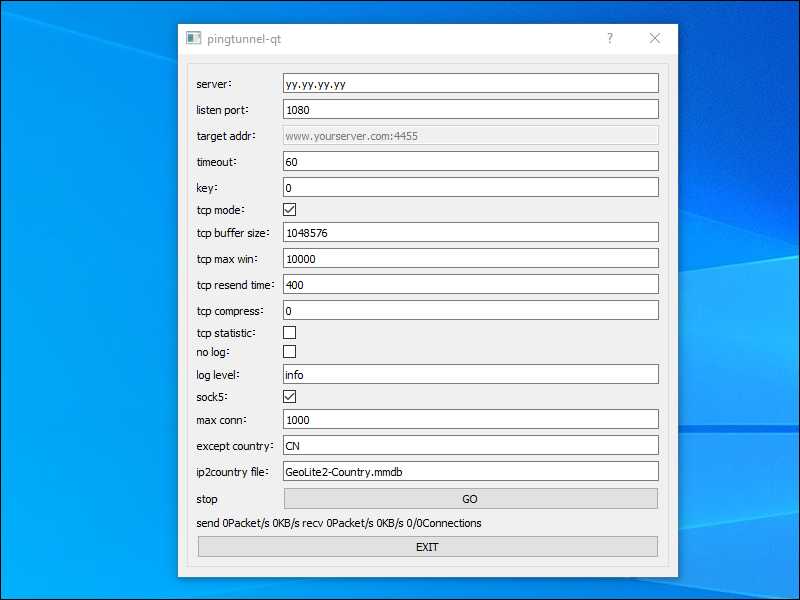 Pingtunnel ICMP tunnel GUI