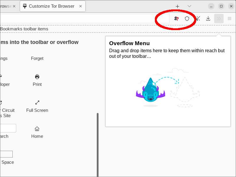NoScript icon in Tor Browser toolbar
